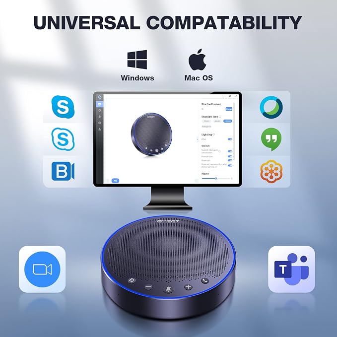 EMEET M3 Conference Speaker and Microphone, Zoom Certified Bluetooth Speakerphone with 4 AI Mics 360° Voice Pickup, 18H Talk Time, USB 2.0&Bluetooth 5.0 with Daisy Chain for 20 People for Zoom Teams