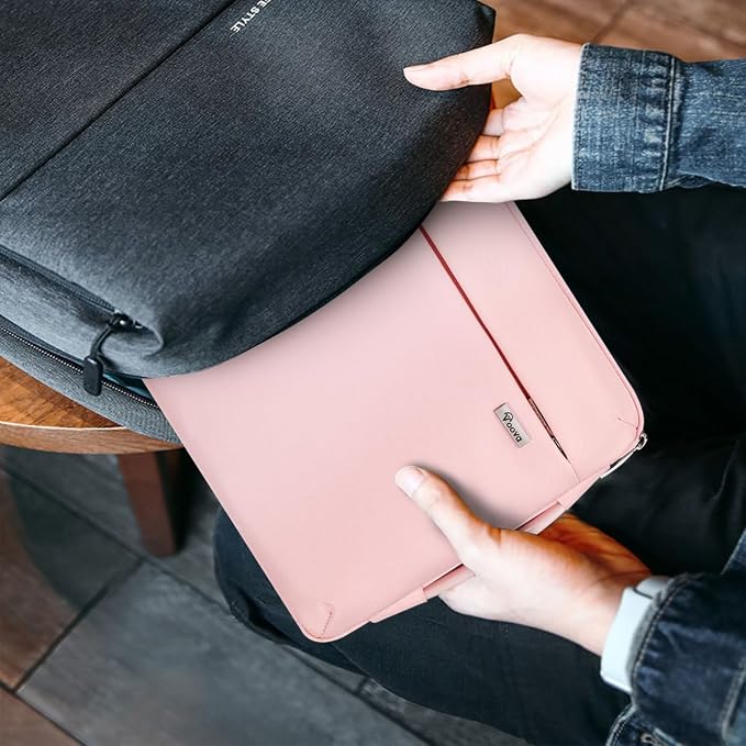 Voova Laptop Sleeve Case 15.6 16 Inch with Handle, 360° Protective Waterproof Slim Computer Bag Cover Compatible with MacBook Pro M2/M3/M4 16, HP Acer Lenovo Yoga ThinkPad Asus Laptop, Women, Pink