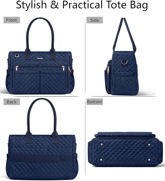 Bagstellar Teacher Bags for Women, 15.6 inch Laptop Work Tote Bag Quilted Nurse Bible Computer Shoulder Bag for School Travel | Dream Tote Work Bag