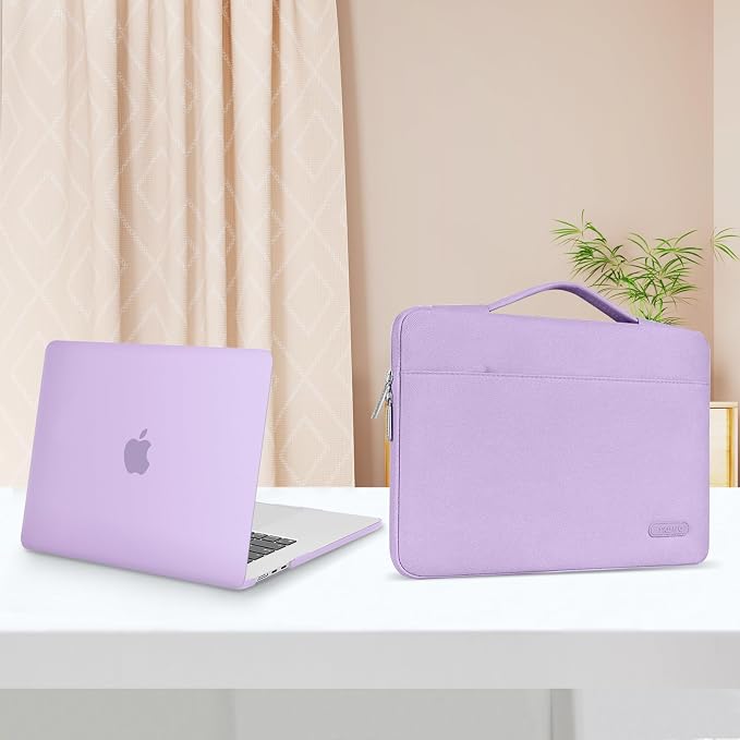 MOSISO Compatible with MacBook Air 15 inch Case M5 2026 M4 2025 M3 M2 2024 2023 A3448 A3241 A3114 A2941,Protective Hard Shell&Carrying Sleeve Bag&Keyboard Cover&Webcam Cover&ScreenFilm, Purple