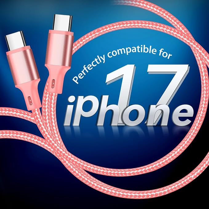USB C to USB C Charger Cable, 3Pack 10FT Type C Fast Charging Cord Compatible for iPhone 15/16/17/Pro/Max/Plus, iPad Pro Air Ps5 Controller Samsung Galaxy - Pink