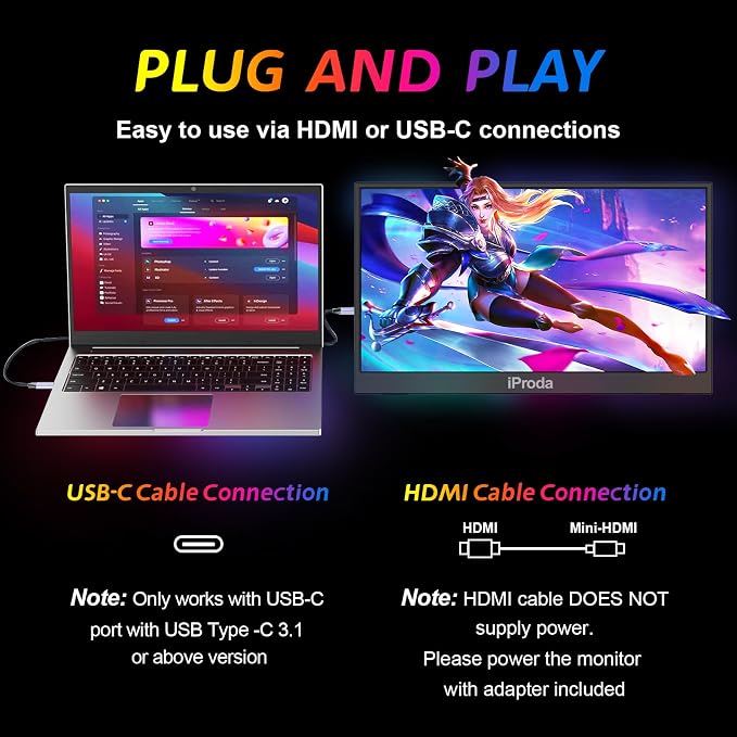 Portable Monitor for Laptop,120hz Portable Gaming Monitor FHD 1080P 18.5 inch Laptop Monitor Extender Travel Portable Computer Monitor Screen Extender for PS5/4 Mac PC