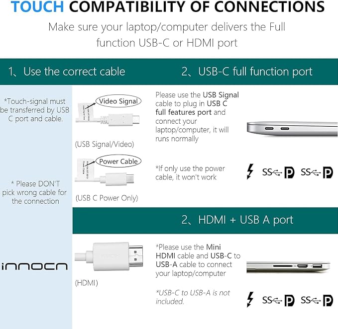 INNOCN 15.6 inch Portable Monitor Touchscreen 4K OLED PU15-Pre USB Type C HDMI External Monitor with Battery for Laptop PC Mac Tablet PS4 Xbox Switch