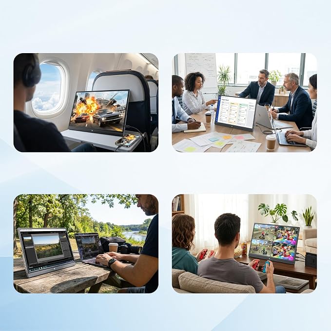 KTC Portable Monitor 15.6 Inch FHD 1080P Travel Monitor for Laptop, MacBook Phone PS5 Xbox Switch, HDMI USB C, HDR, IPS Slim Second Screen with Built-in Speakers, H15F9