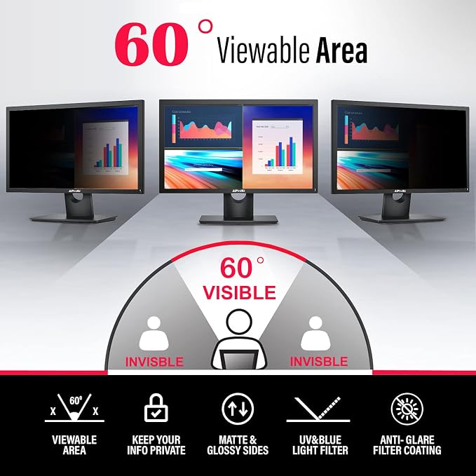 [2 Pack 27 Inch Privacy Screen Filter for Widescreen 16:9 Monitor | Privacy Shield | Anti-Glare | Anti-Blue light | Eye Protection | Anti-SPY | Computer Security Private Filter Protector