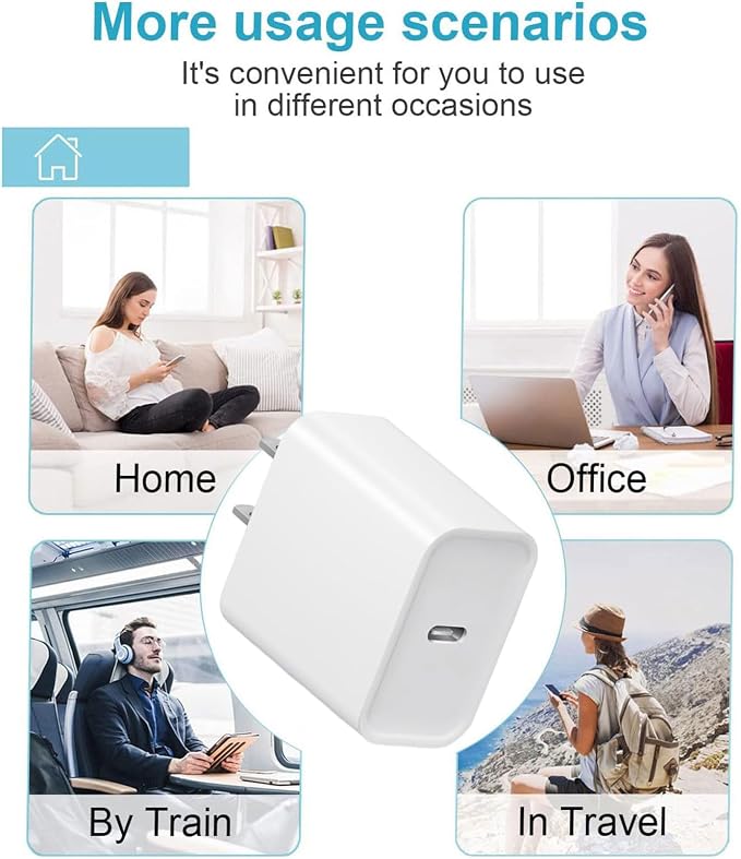 Type C Charger Fast Charging,4 Pack USB C Charger Block,20W Type C Fast Wall Charge Power Adapter for i Phone 17/17 Plus/17 Pro/16/16 Plus/16 Pro/15/15 Plus/15 Pro/S25/S24 and More