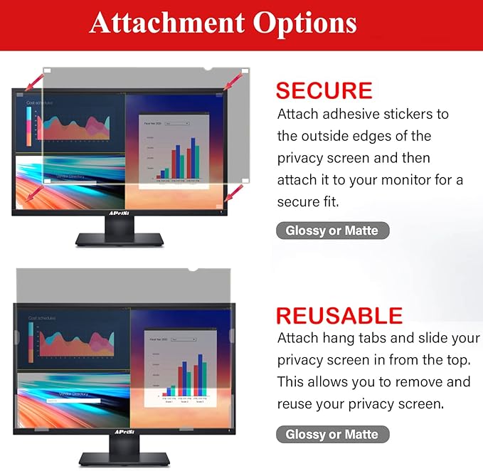 22 Inch Privacy Screen Filter for Widescreen 16:10 Monitor | Privacy Shield | Anti-Glare | Anti-Blue light Protector | Eye Protection | Computer Security Private Filter