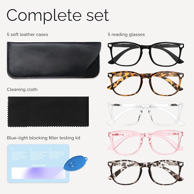 CCVOO Mix & Match Reading Glasses for Women - Lightweight, Comfortable Fit, Clear Vision - Blue Light Blocking
