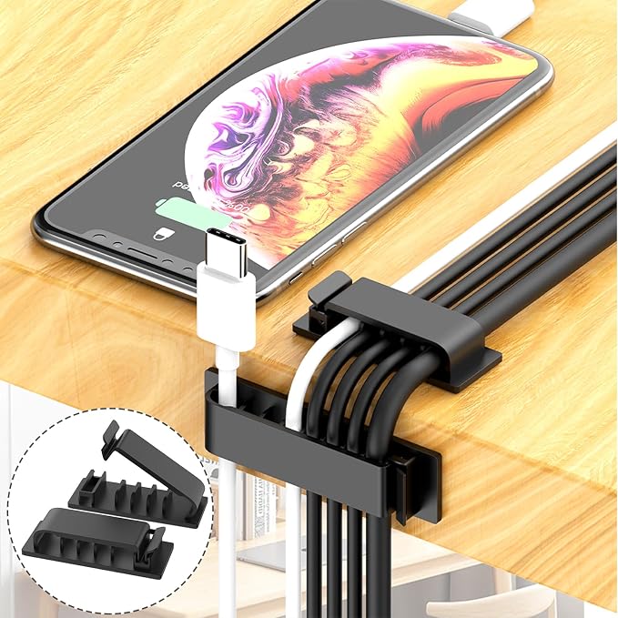 ELII 327 PCS Cable Management Kit 4 Cable Cable Sleeves,65 Cable Clips with 13Cord Holders,25 Roll Cable Organizer Straps,200 Fastening Cable Ties,20 Cable Zip Tie Mounts for Computer (Black)