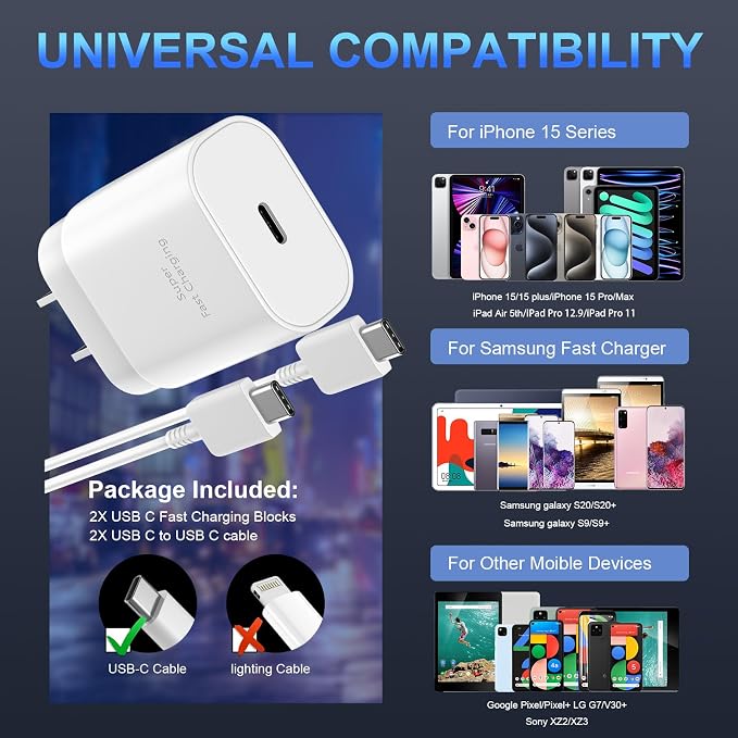 Phone 17 16 15 Charger Fast Charging,30W USB C Phone 17 16 15 Pro Max Charger Block &6.6FT Long Type C Cable Cord for i.Phone 17/17 Air/17 Pro/17 Pro Max/16/16Plus/16 Pro/16 ProMax/15/15Pro Max,Blue