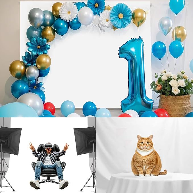 6x9ft White Photography Backdrop, High Density Polyester Fiber Photo Background Cloth is Foldable and Machine Washable, Suitable for Photo Background Video Photography Studios