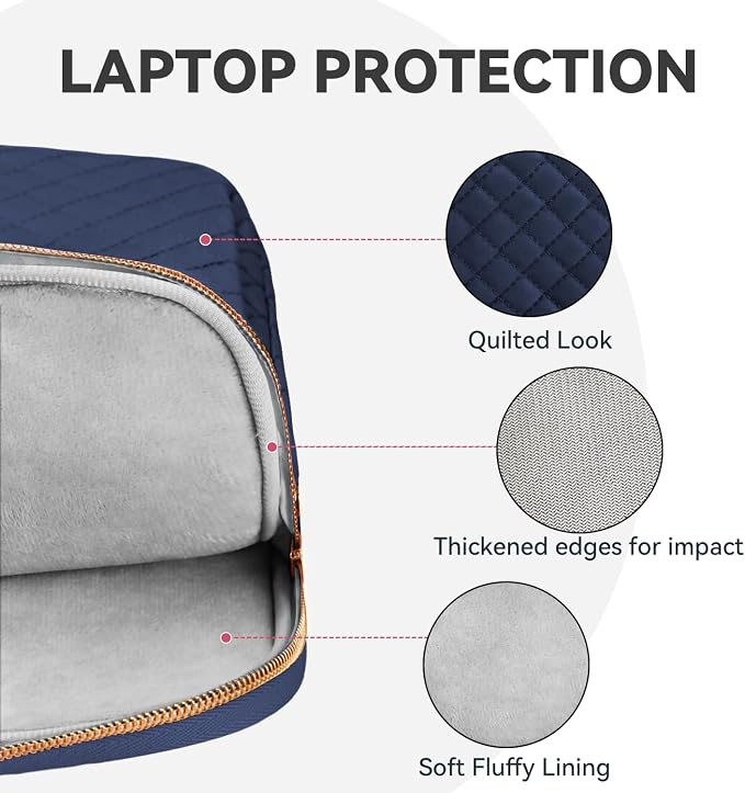 Laptop Case Bag Women Men Computer Sleeve Compatible with MacBook/Dell/HP/Acer/ASUS, Waterproof Shoulder Carrying Briefcase, Blue, 14-14.5 Inch