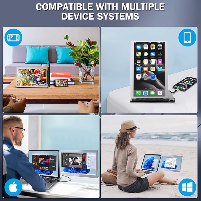 12'' Portable Monitor for Laptop Screen Extender for 14.2'' MacBook, Designed for MacBook Screen Extender FHD 1080P IPS Display Plug and Play P1M