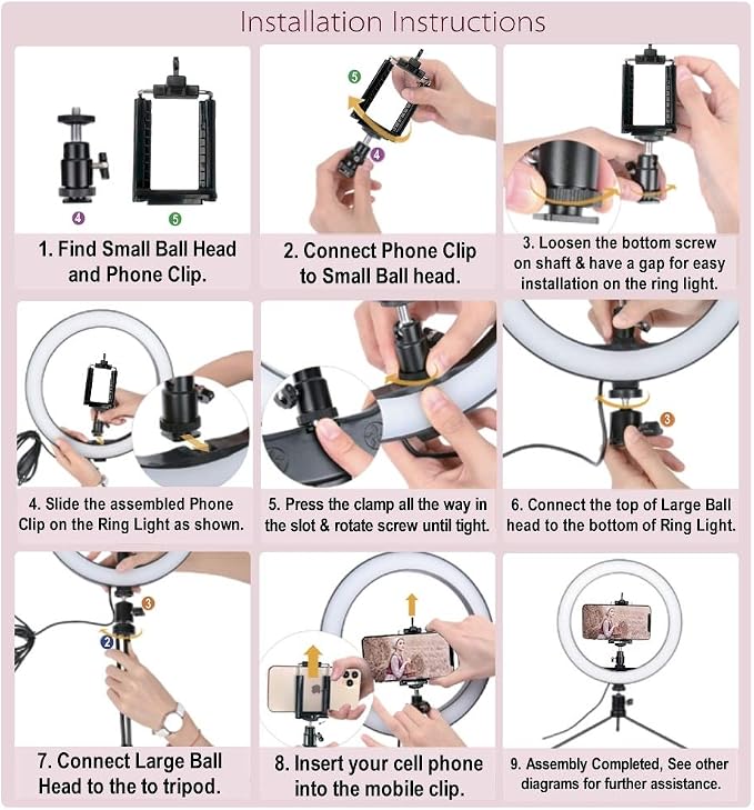 DaVoice 10" 3 Light Modes Desktop Ring Light for Zoom Meetings, with Stand, Phone Holder, USB Powered