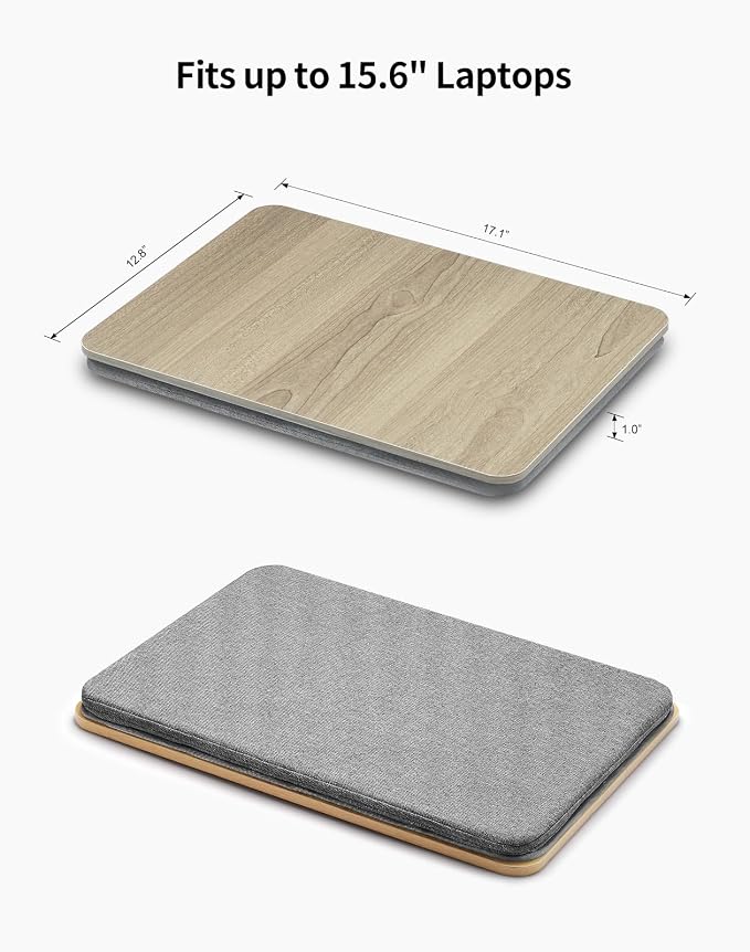 ZEAPTAC Portable Lap Laptop Desk with Pillow Cushion, Fits up to 15.6 inch Laptop, Lap Stand for Bed & Couch & Carpet, Book Tablet/Drawing Board/Computer Laptop Stand - Black Wood