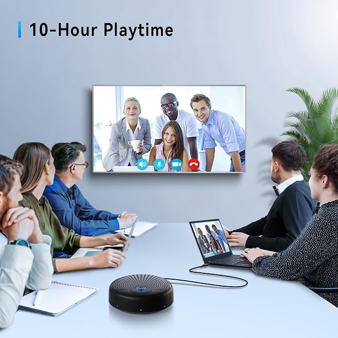 Conference Speaker and Microphone, 10 AI Mics 360° Voice Pick Up & Noise Reduction, USB Speakerphone for 10-15 People Conference Room, Compatible with Multi-Leading Platforms, Zoom, MS Team