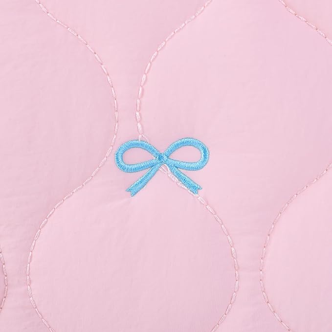 Cute Bow Laptop Case Coquette 13-15 Inch Puffy Laptop Sleeve Accessories Aesthetic Quilted Computer Bag for MacBook (Pink 1, 13-14inch)