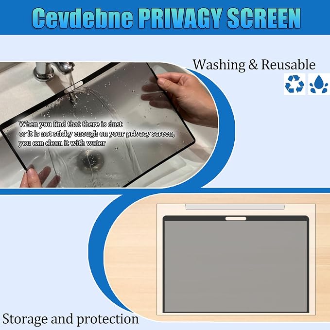Privacy Screen Protector for MacBook Pro 13 Inch (2016-2022, M1,M2) - Nano-Suction Removable Anti-Spy Filter, Blue Light Blocking, Ultra-Thin Design