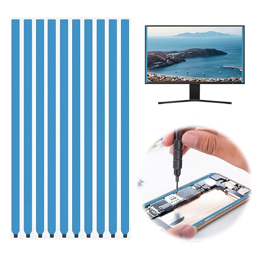 10 Pack Laptop Privacy Screen Adhesive Strips, Double-Sided Mounting Tape for LCD Display Repair, Tablet & Mobile Phone Screen Replacement, Easy Install Sticky Tape 220×8×0.3mm (White)
