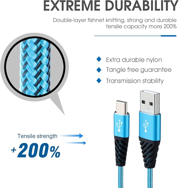 Bynccea USB C 10FT Type C Charger Cable 4-Pack Fast Charging Cord USB A to USB C Cell Phone Charger Nylon Braided Compatible with Samsung Galaxy S10 S9 S8 Note 10 9 Pixel LG V30