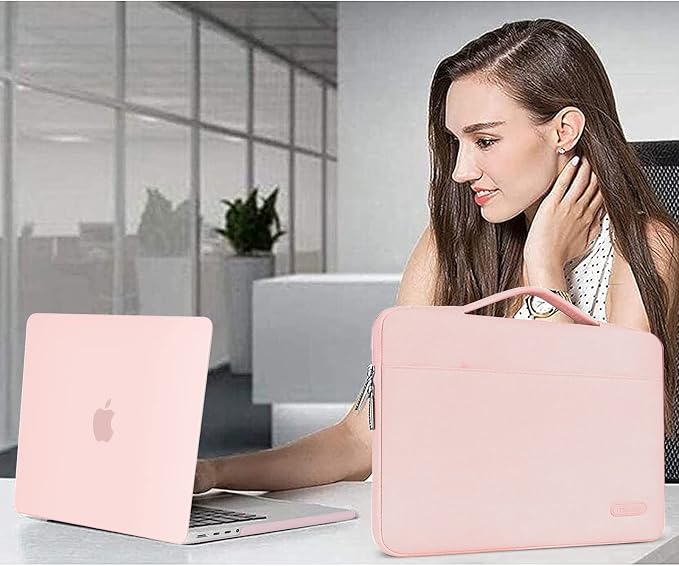 MOSISO Compatible with MacBook Air 15 inch Case M5 2026 M4 2025 M3 M2 2024 2023 A3448 A3241 A3114 A2941,Protective Hard Shell&Carrying Sleeve Bag&Keyboard Cover&Webcam Cover&ScreenFilm, Chalk Pink