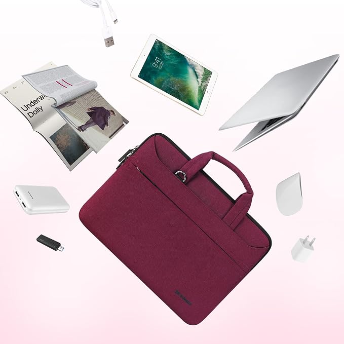 DOMISO 14 inch Laptop Messenger Shoulder Bag Tote Bag for Women for Men,Business Travel Work Computer Bag Chromebook Case Briefcase,Compatible with 15 inch MacBook Air/Pro,14 inch HP Dell ASUS,Fuchsia