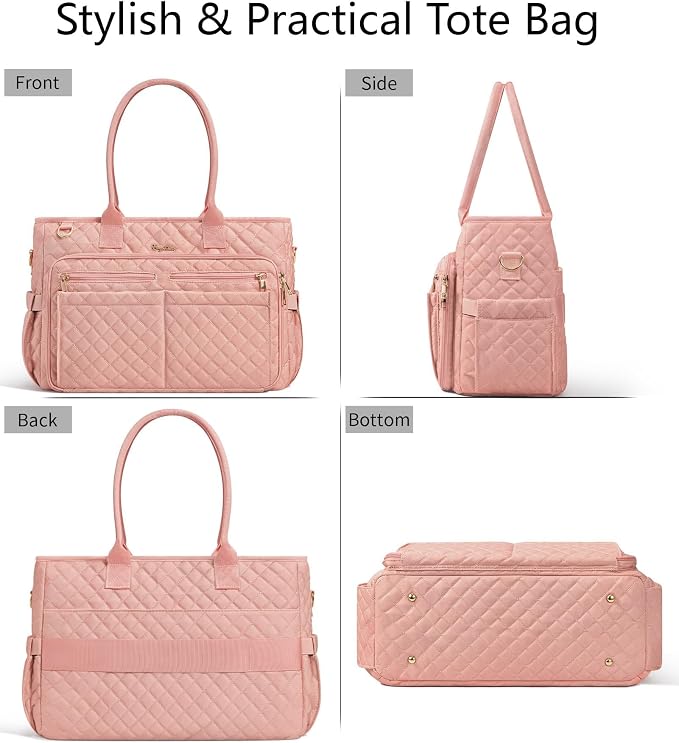 Bagstellar Teacher Bags for Women, 15.6 inch Laptop Work Tote Bag Quilted Nurse Bible Computer Shoulder Bag for School Travel | Dream Tote Work Bag