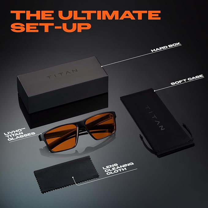 Titan Gaming Glasses, Blue Light Blocking, Night Driving Glasses for Men, Computer Protection, Gift for Gamers