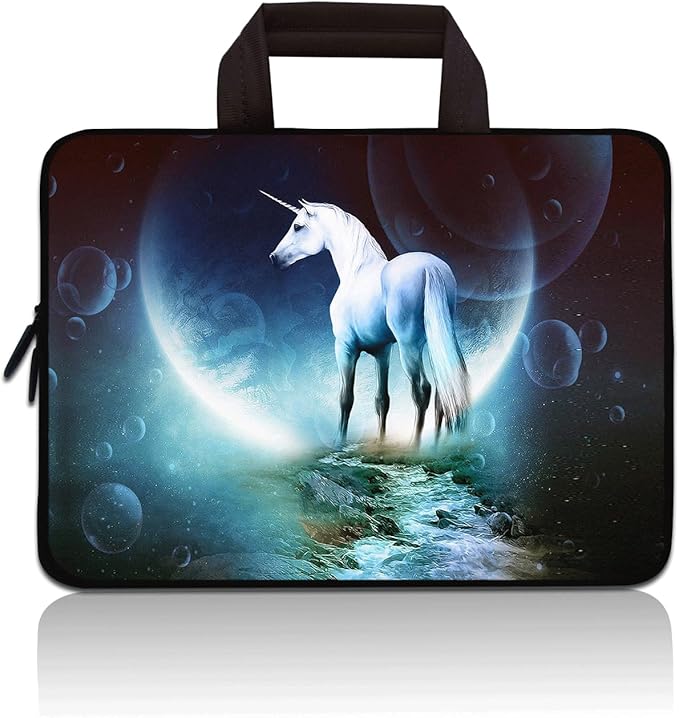 14 15 15.4 15.6 inch Laptop Handle Bag Computer Protect Case Pouch Holder Notebook Sleeve Neoprene Cover Soft Carrying Travel for Dell Lenovo Toshiba HP Chromebook ASUS Acer (Moon Unicorn)