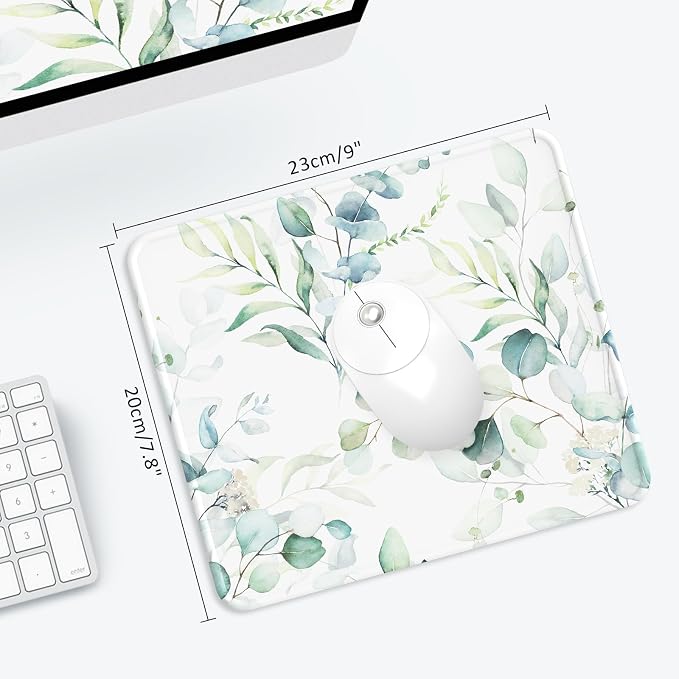 eulps Mouse Pad with Stitched Edge, Multiple Patterns Computer Mouse Pads with Non-Slip Rubber Base, Washable Cloth Mousepad, for Gaming, Laptop, PC (Leaves)