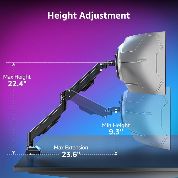 MOUNTUP Ultrawide Monitor Arm for 22-43 inch Curved Screen, Holds 2.2 to 33 lbs, Heavy Duty Monitor Desk Mount, Adjustable Full Motion Arm, Computer Monitors Stand for Desk, VESA Mount