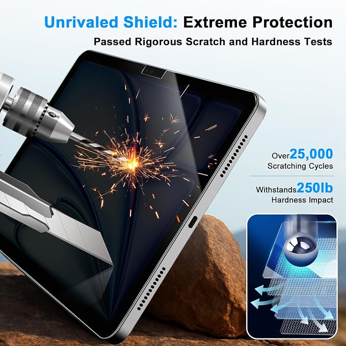 Privacy Screen Protector for iPad Air 11 Inch M3 M2 (7th&6th Generation, 2025/2024), Anti-Spy Tempered Glass Film for iPad Air11 Inch, Touch Sensitive,Bubble Free, Case Friendly, 1 Pack