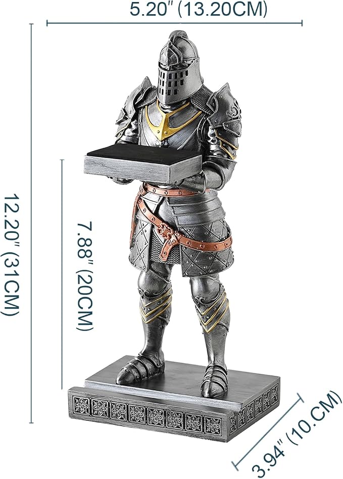 King's Guard Headphone Stand Watch Display Stand Jewelry Bracelet Necklace Holder Trays Towers Warrior Knight Mobile Phone Stand for Office & Home 12.20 Inch (Iron)