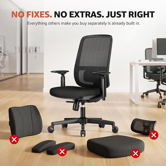 ErgoSift M1 Office Chair Ergonomic Desk Chair, Home Mesh Office Desk Chairs with Adjustable Lumbar Support, Comfortable Computer Gaming Chair, Office Chair for Long Hours (Black)