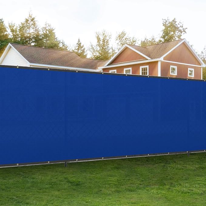 Bynbbur 6'x116' Privacy Fence Screen Net Fencing 90% Privacy Blockage Windscreen Fence Cover with Copper Grommet for Patio Backyard Garden Swimming Pool, Zip Ties Included, Blue
