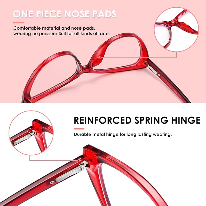 TEAPLMTT 2 Pack Cat Eye Blue Light Blocking Glasses for Women Trendy TR90 Frame Anti Blue Ray Eyesatrain Computer Eyeglasses