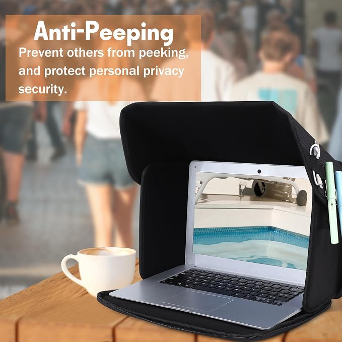 Laptop Sun Shade Laptop Sun Glare Shield Privacy Screen Hood Lightweight Laptops Sunshade Bag for Working Outside Portable Shield Cover 15-16'' (Patent Pending)
