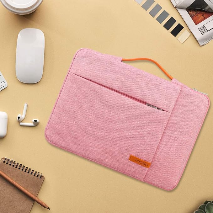 Lacdo 360° Protective 15-15.6 Inch Laptop Sleeve Case for Acer HP Lenovo Dell ASUS Laptop, Acer Aspire 15, HP Pavilion 15, Dell Inspiron 15, Lenovo IdeaPad 15, ASUS ZenBook 15 Computer Bag, Peach