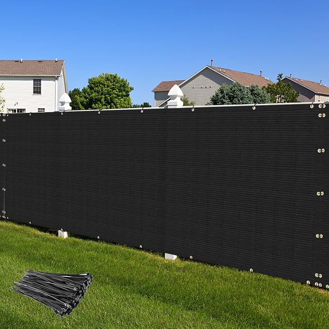 Privacy Fence Screen 6' x 103' Fencing Cover Heavy Duty Mesh Windscreen Cloth for Outdoor Garden Patio Backyard Chain Link Fence Black