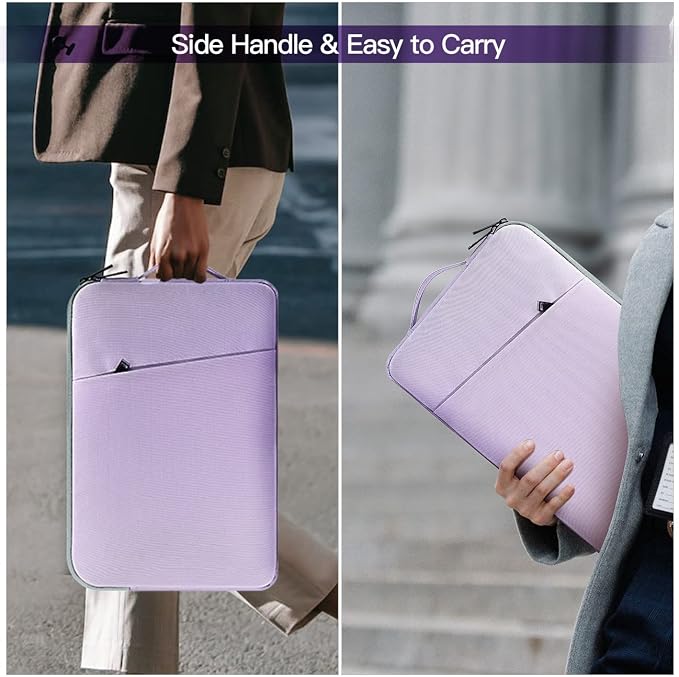 15.6 Inch Laptop Sleeve Case Water-Resistant Computer Bag with Handle for HP Lenovo Dell ASUS Acer Chromebook 15 / HP Envy X360 15.6 / Acer Aspire 15 / Dell Inspiron 15 / Lenovo IdeaPad 15.6 -Purple