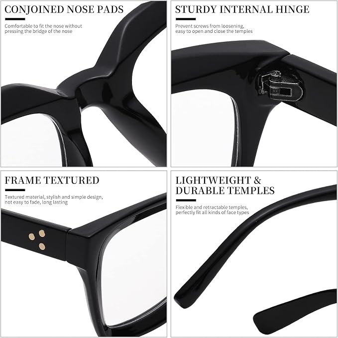 COASION Blue Light Blocking Eyeglasses Classic Thick Square Rim Frame Eyewear for Women Men