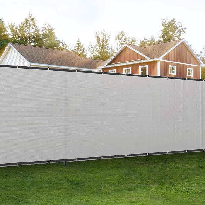 Bynbbur 6'x219' Privacy Fence Screen Net Fencing 90% Privacy Blockage Windscreen Fence Cover with Copper Grommet for Patio Backyard Garden Swimming Pool, Zip Ties Included, Light Gray