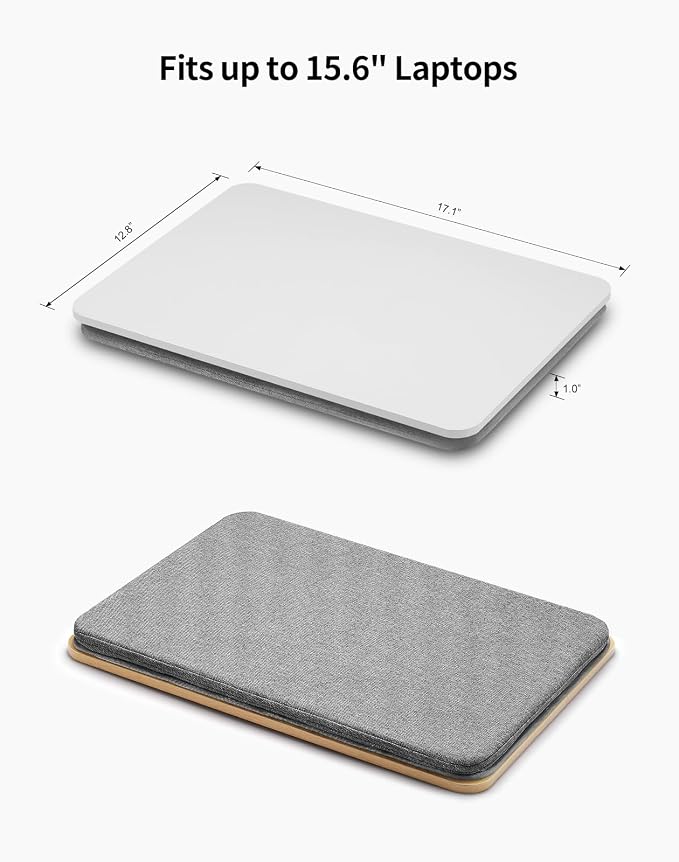 ZEAPTAC Portable Lap Laptop Desk with Pillow Cushion, Fits up to 15.6 inch Laptop, Lap Stand for Bed & Couch & Carpet, Book Tablet/Drawing Board/Computer Laptop Stand - White