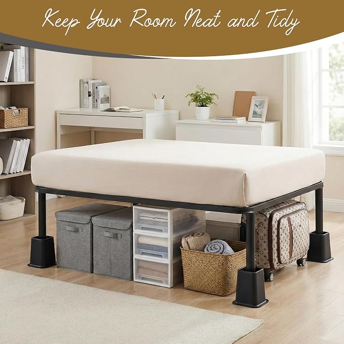 Kings Brand Furniture 6-inch Bed Risers - Set of 4 Black Heavy Duty Stackable Furniture Risers for Under Bed Storage, Desk, Sofa, Couch