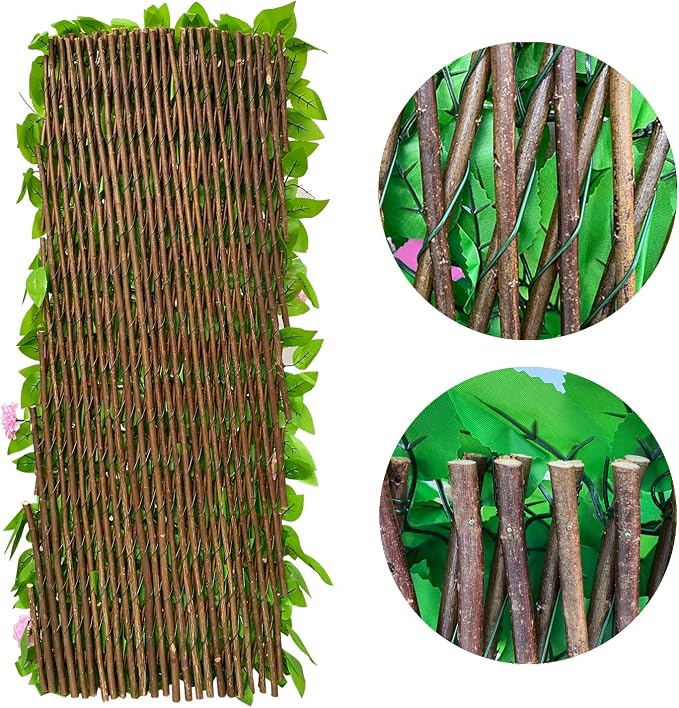 GLANT Expandable Fence Privacy Screen for Balcony Patio Outdoor,Decorative Faux Ivy Fencing Panel,Artificial Hedges (Single Sided Leaves) (1, HongGuo)