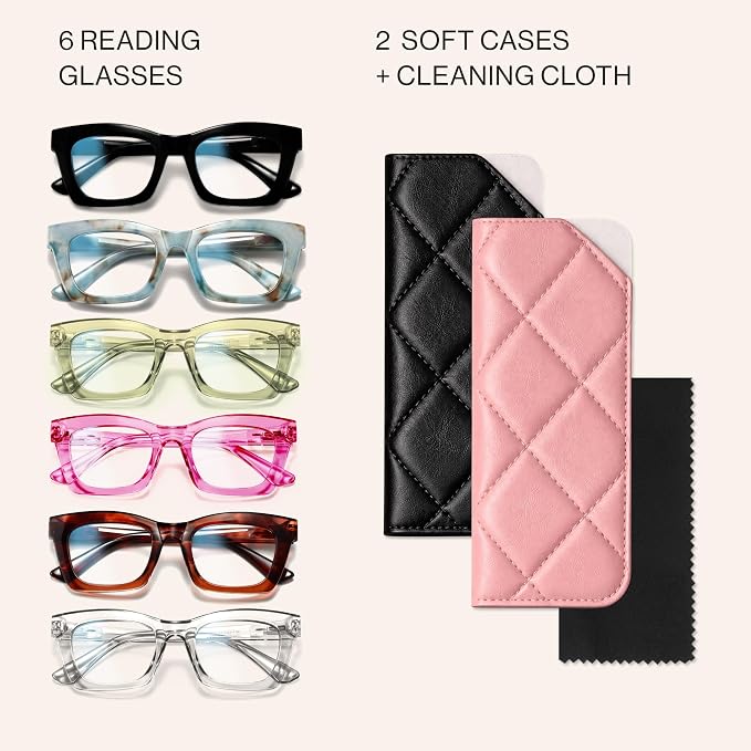 CCVOO 1.0 Stylish Reading Glasses for Women, Stylish Eyeglasses, Blue Light Readers for Women, Cheaters, (A8 Glow Theory)