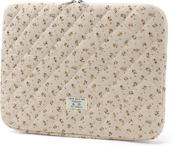 Puffy Laptop Sleeve 13-15.6 Inch Cute Quilted Laptop Protective Case Padded Floral Computer Sleeve for MacBook (A-Yellow, 11 Inch)