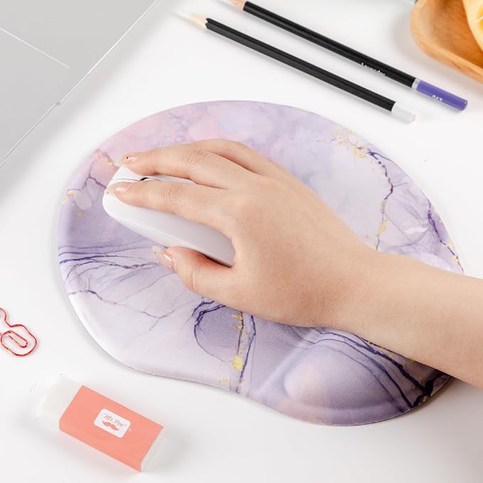 Mr. Pen- Ergonomic Mouse Pad with Wrist Rest, Pink Marble Luxe Design, Breathable Fabric with Memory Foam Cushion, Non-Slip Rubber Base, Gel Mouse Pad with Wrist Support