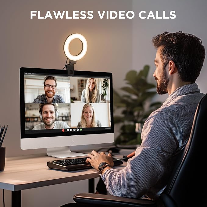 InnoGear Video Conference Light, 5" 60 LED On-Camera Video Lights for Monitor Desk LED Streaming Lighting with Desk Tripod Selfie Zoom Lighting for Computer Camera Webcam Laptop Podcast, Recording