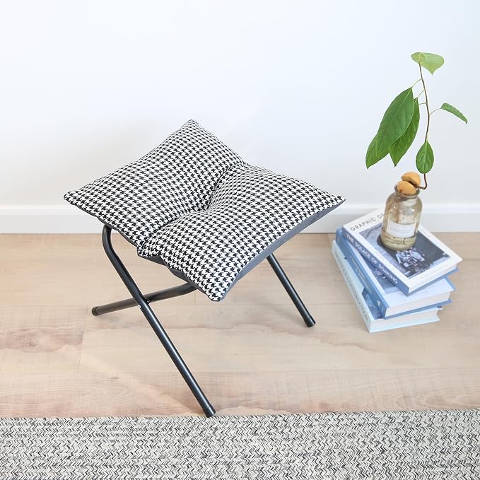 Foldable Foot Rest Stool for Under Desk or Sofa - Office Footrest Ottoman, Portable Leg Rest for Home & Office (Houndstooth)